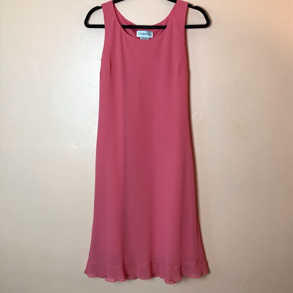 Chadwicks Sleeveless Pink Dress Scalloped Hem Women 4 Barbiecore